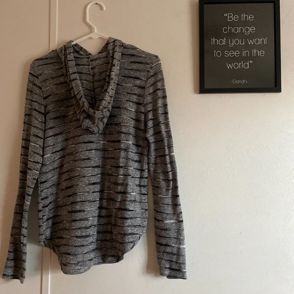 Black, Gray, & White Hooded Long Sleeve - Picture 2 of 3